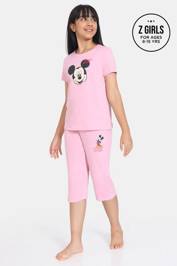 Buy Rosaline Girls Disney Knit Cotton Capri Set - Pink Nectar